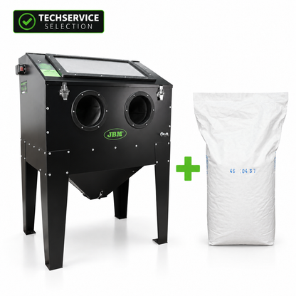 JBM – Sabbiatrice Professionale 220 L 54341 + Sacco da 25 kg di Perle di Vetro per Sabbiatura