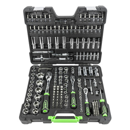JBM SET DI UTENSILI DA 179 PEZZI CON BUSSOLE ESAGONALI DA 1/4", 3/8" E 1/2" – FINITURA CROMATA 54046