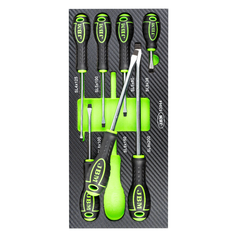JBM SET DI 7 CACCIAVITI A TAGLIO CON MODULO EVA CARBON 53944