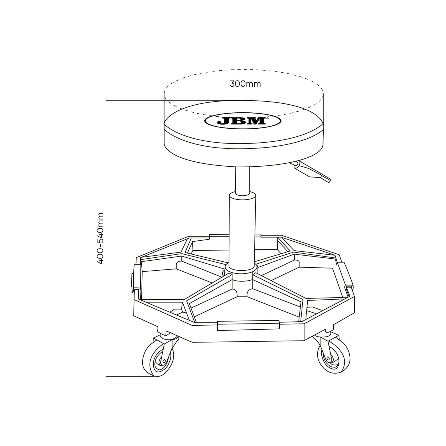 JBM SGABELLO PNEUMATICO CON RUOTE 54583