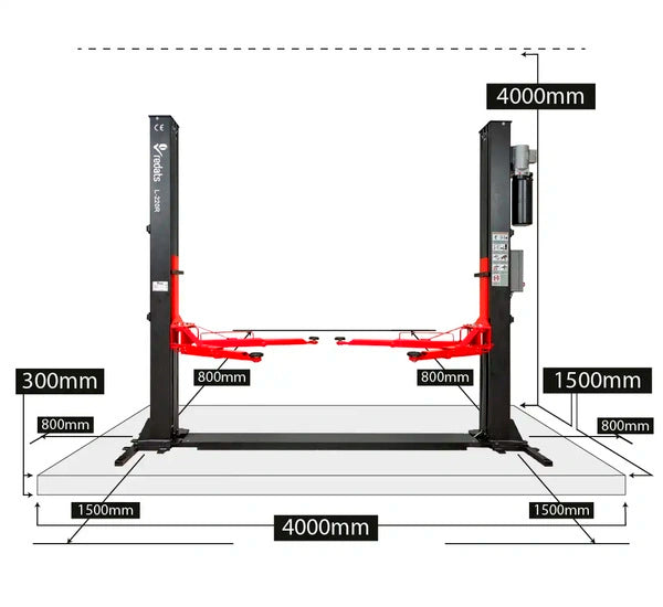 REDATS - Ponte sollevatore automatico a 2 colonne 4T L-220R con base di rinforzo