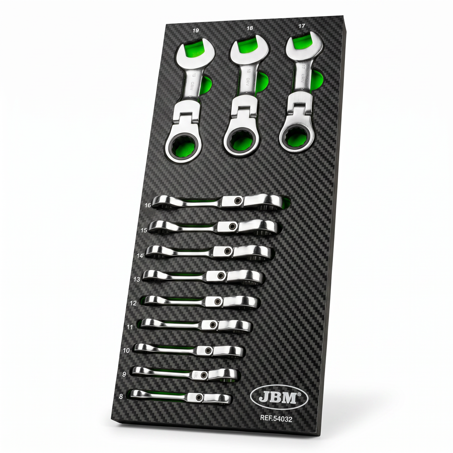 JBM MODULO DI 12 MINI CHIAVI COMBINATE CON SNODO A CRICCHETTO 54032
