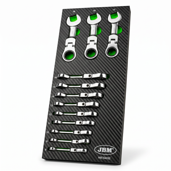 JBM MODULO DI 12 MINI CHIAVI COMBINATE CON SNODO A CRICCHETTO 54032