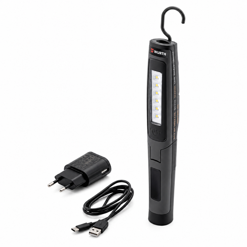 WÜRTH ERGOPOWER SLIM+ Lampada LED Ricaricabile Professionale 450 Lumen con Magneti e Testa Orientabile 150°