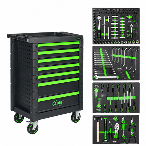 JBM CARRELLO CON 7 CASSETTI VERDE - CON 172 UTENSILI
