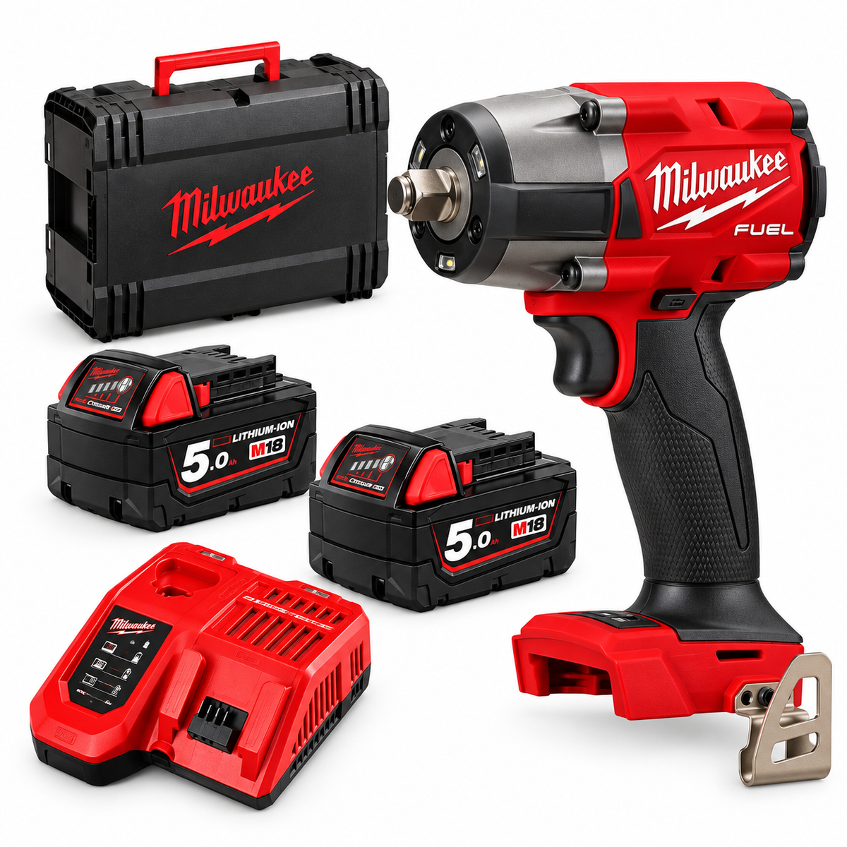 Milwaukee M18 FUEL™ 745 Nm con 2 Batterie 5,0 Ah + Caricabatterie e Valigetta