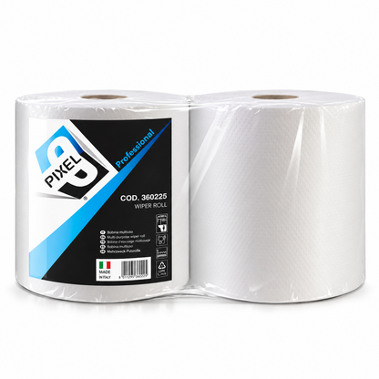 Bobina Carta Industriale PIXEL Professional – Pura Cellulosa 2 Veli – Confezione da 2 Rotoli