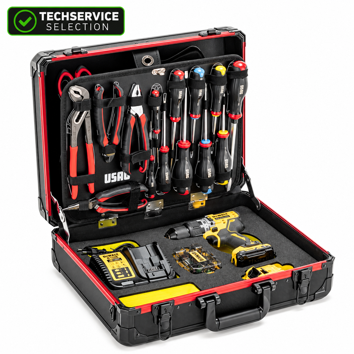 USAG 002 MAUD – Valigia Professionale Manutenzione 65 Pezzi con Trapano DeWalt 12V