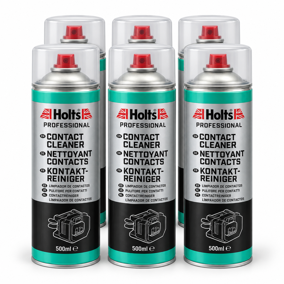 Holts Professional Contact Cleaner 500 ml – Pulitore Contatti Elettrici Spray – Confezione 6 Pezzi – HMTN0601A