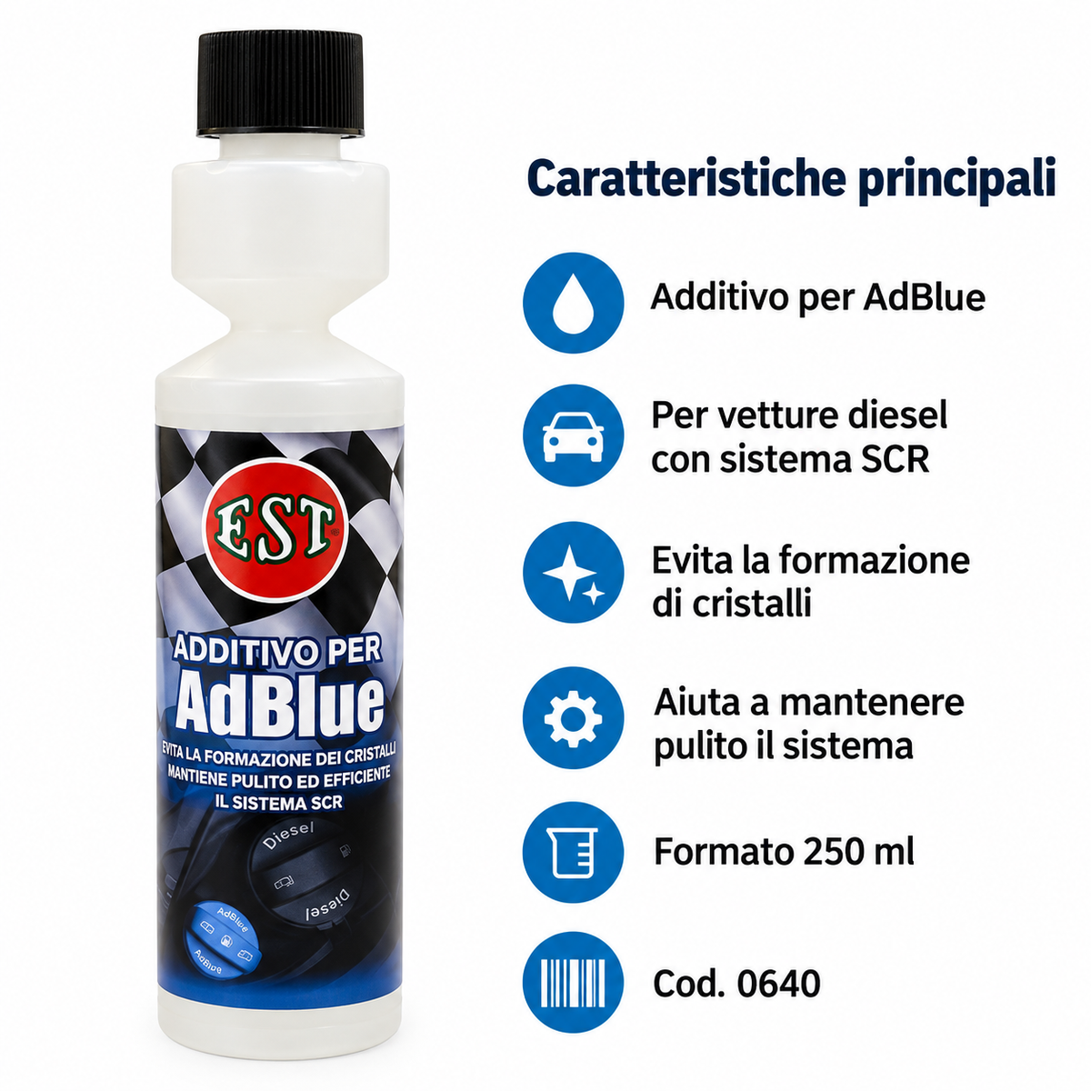 EST Additivo per AdBlue 250 ml – Anticristallizzante Sistema SCR – Confezione 6 Pezzi – Cod. 0640