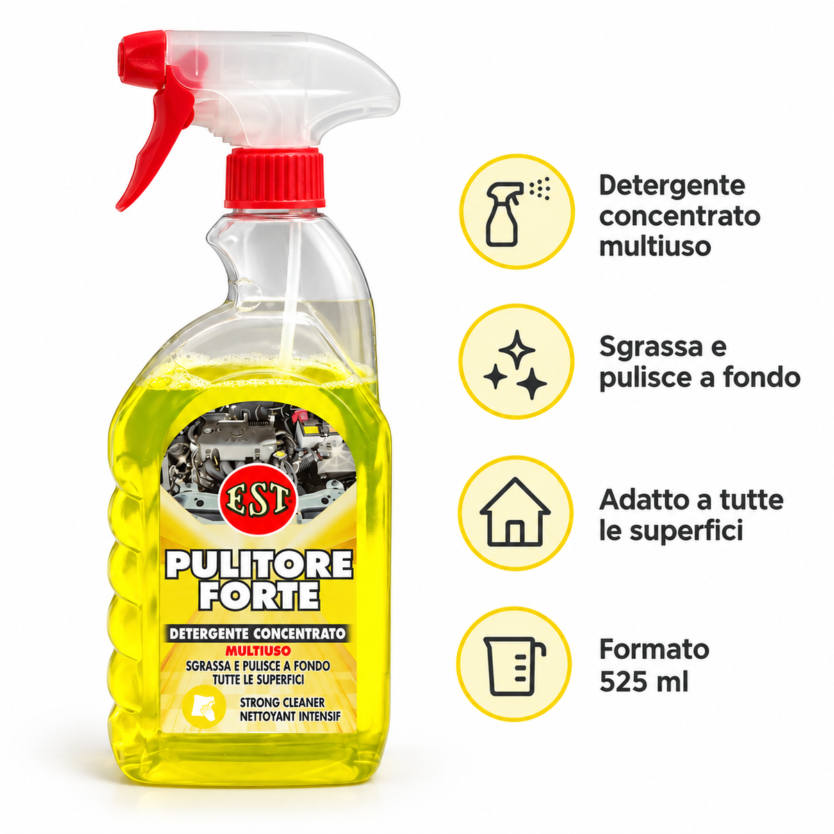 EST Pulitore Forte 525 ml – Detergente Concentrato Multiuso – Confezione 6 Pezzi – Cod. 0773