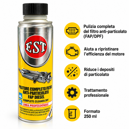 EST Pulitore Completo Filtro Anti-Particolato FAP Diesel 250 ml – Confezione 3 Pezzi – Cod. 0618