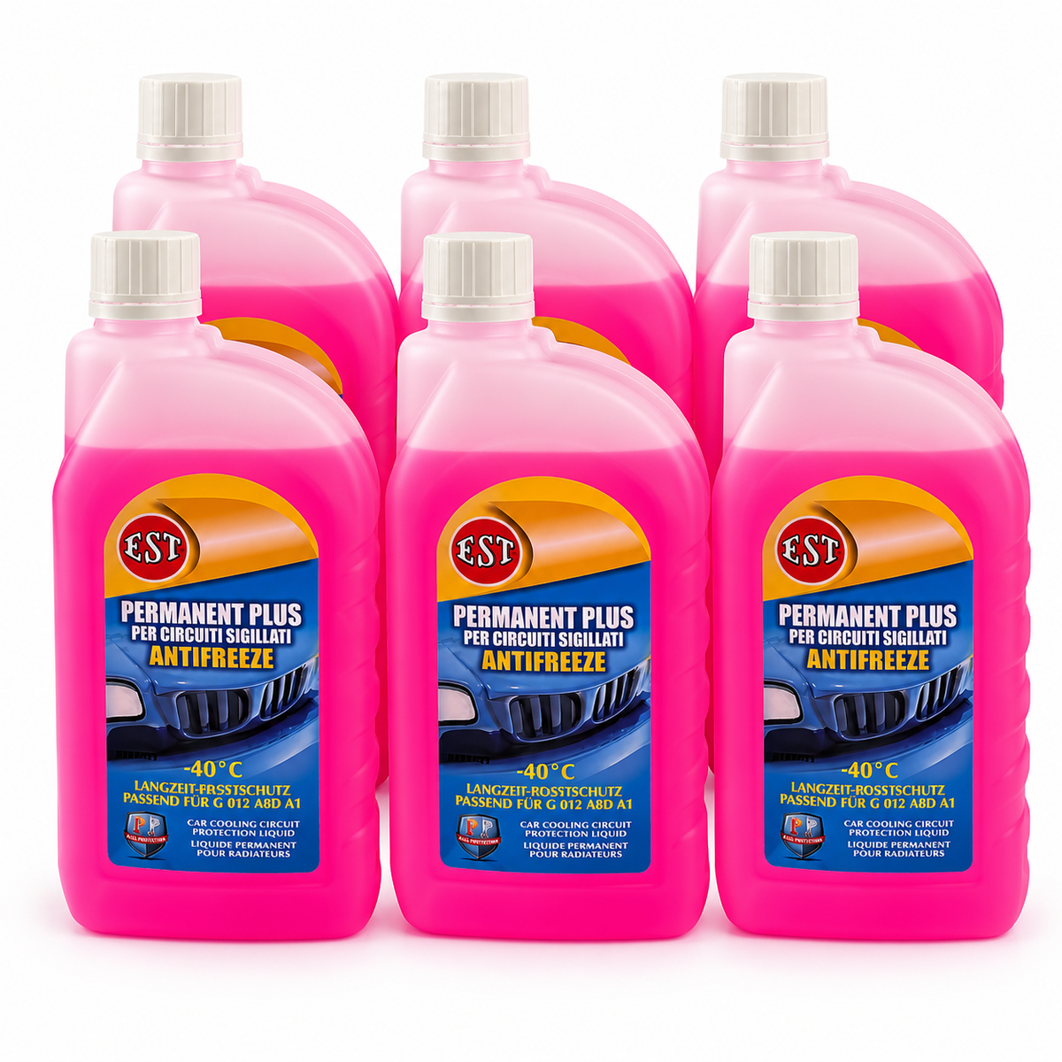 EST Permanent Plus -40 Rosso 1L – Liquido Antigelo per Circuiti Sigillati – 6, 12 o 24 Pezzi – Cod. 0768