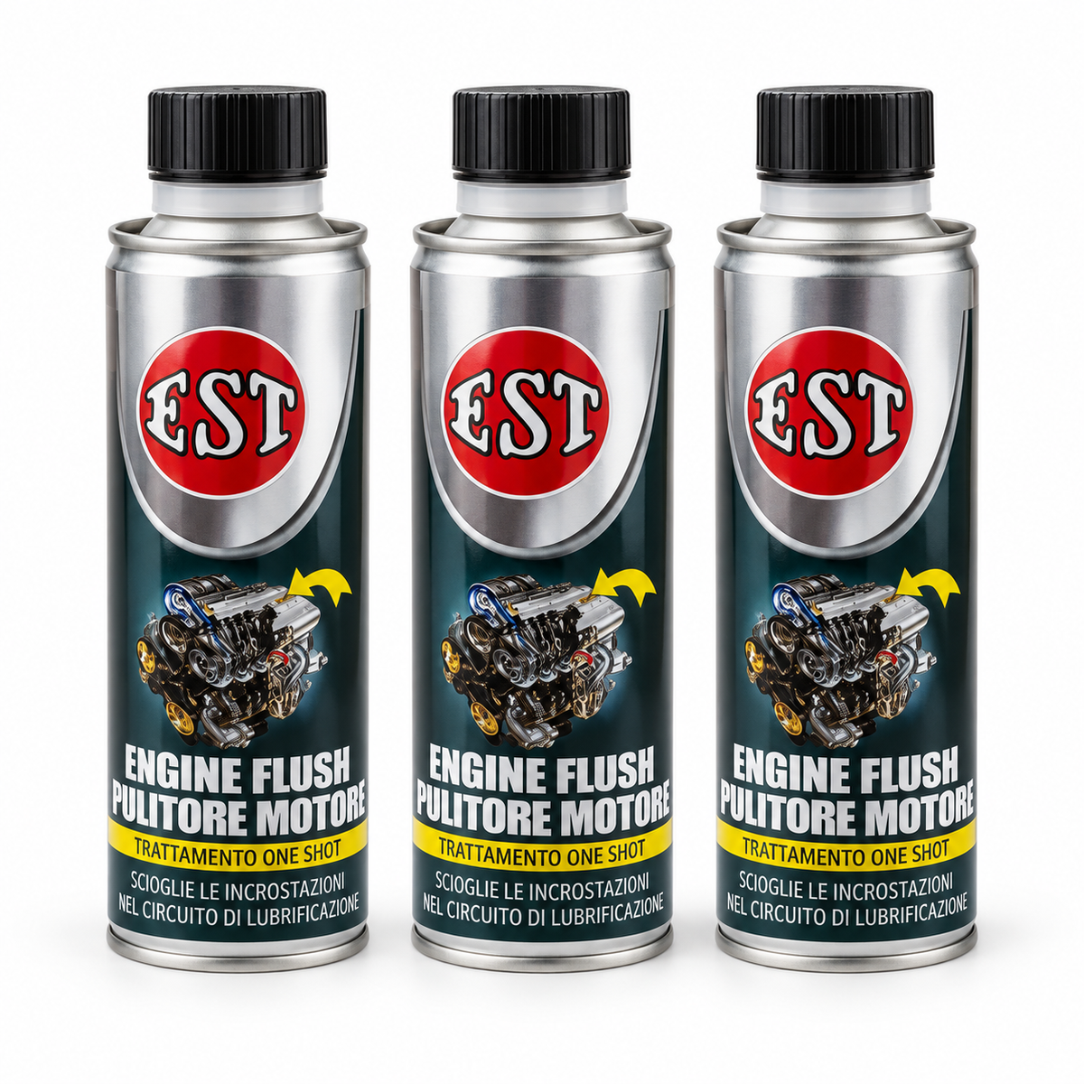 EST Engine Flush Pulitore Motore 250 ml – Trattamento One Shot – Confezione 3 Pezzi – Cod. 0600