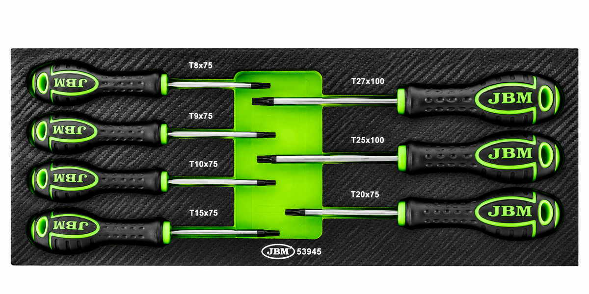 JBM SET 7 CACCIAVITI TORX CON MODULO EVA CARBON - 53945