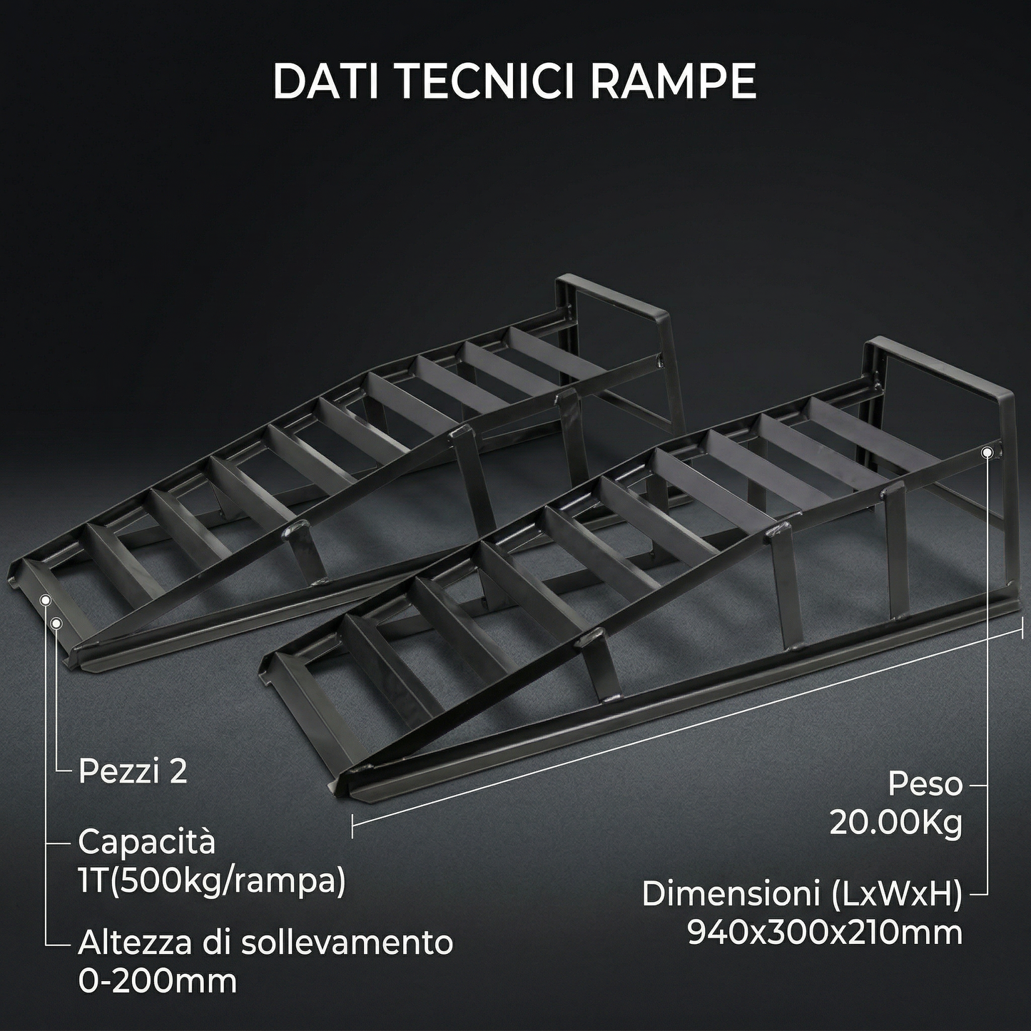 JBM SET DI 2 RAMPE DI SOLLEVAMENTO 1 TON 52845