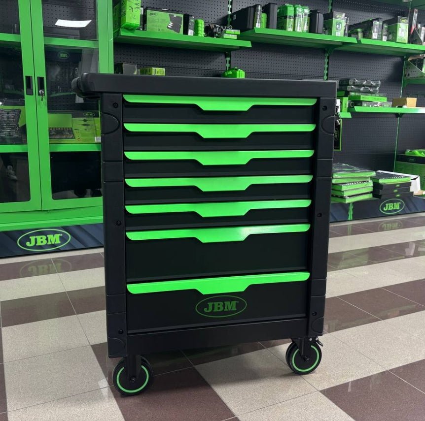 CARRELLO A 7 CASSETTI VERDE CON ASSORTIMENTO DI 172 PEZZI - Techservice