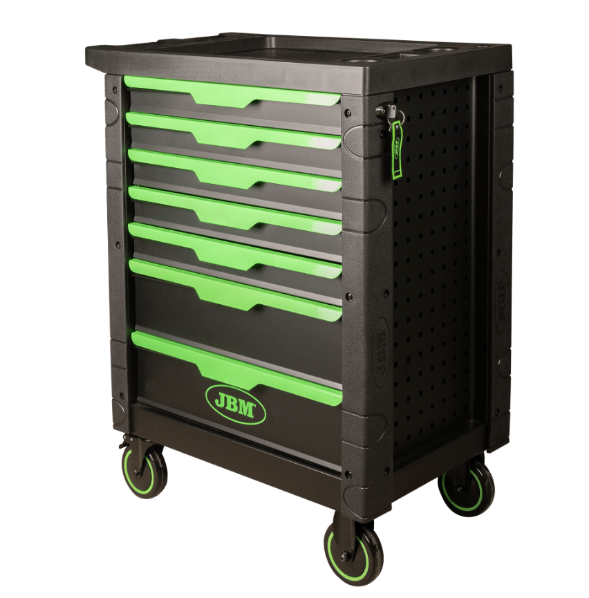 CARRELLO A 7 CASSETTI VERDE CON ASSORTIMENTO DI 172 PEZZI - Techservice