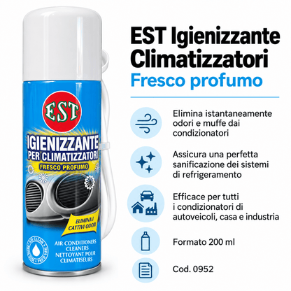 EST Igienizzante Climatizzatori 200 ml – Elimina Odori e Muffe – Confezione 6 Pezzi – Cod. 0952 - Techservice