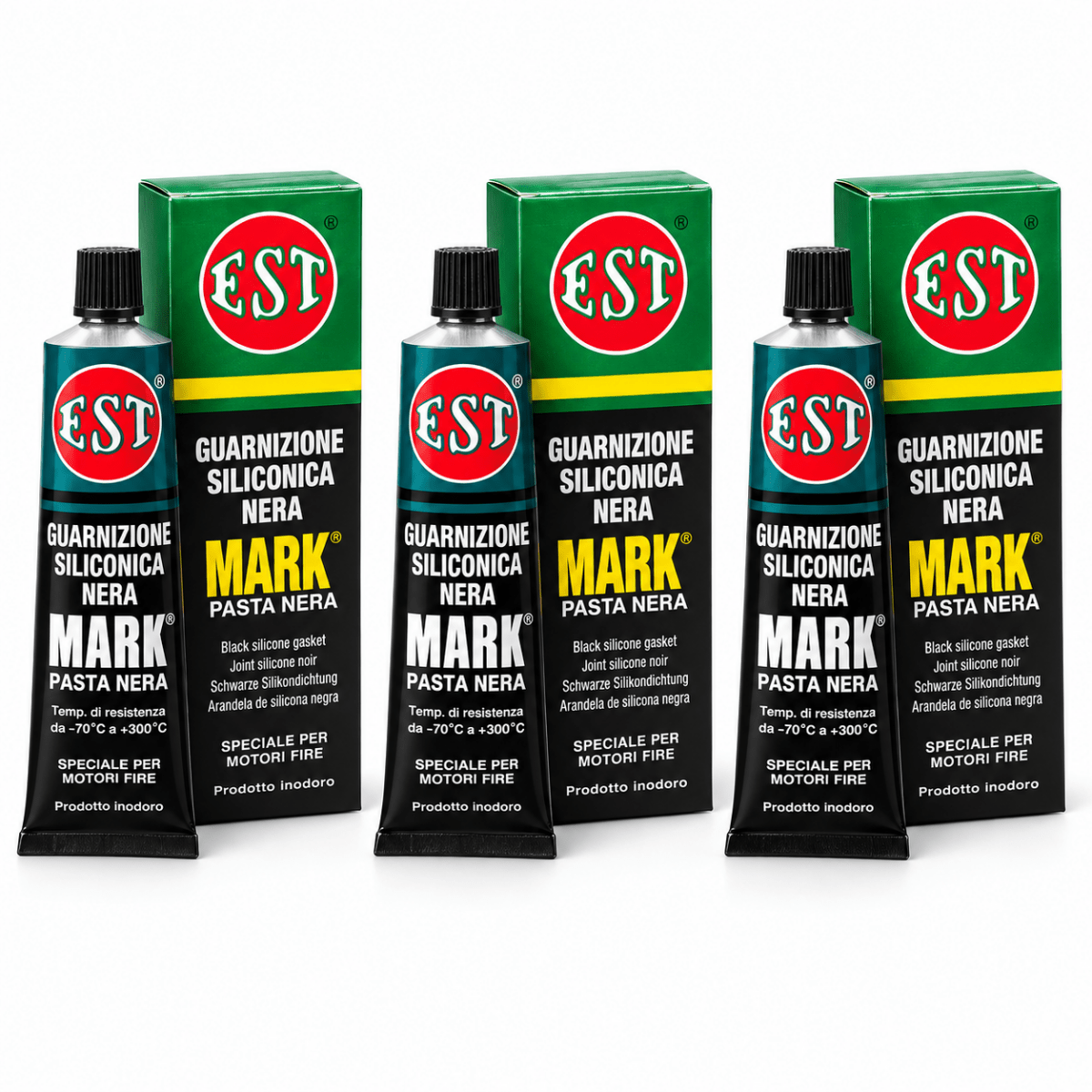 EST Mark Pasta Nera 95 g – Guarnizione Siliconica Nera per Motori – Confezione 3 Pezzi – Cod. 0756 - Techservice