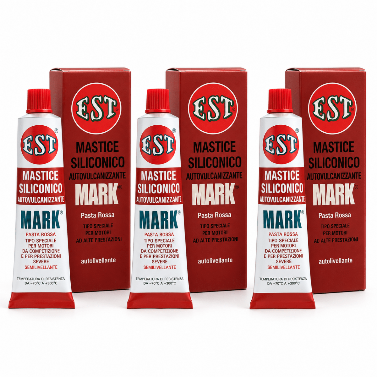 EST Mark Pasta Rossa 75 ml – Mastice Siliconico Autovulcanizzante per Motori – Confezione 3 Pezzi – Cod. 0755 - Techservice