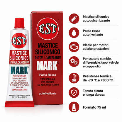 EST Mark Pasta Rossa 75 ml – Mastice Siliconico Autovulcanizzante per Motori – Confezione 3 Pezzi – Cod. 0755 - Techservice