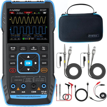 FNIRSI - OSCILLOSCOPIO MULTIMETRO GENERATORE DI SEGNALE 3 IN 1 | 2C53T 50MHz 250MS/s - Techservice