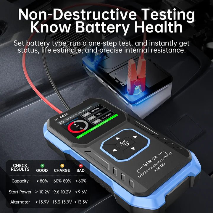 FNIRSI - TESTER MULTI - FUNZIONE PER BATTERIA AUTO 12V/24V 2000A CCA| BTM - 24 - Techservice