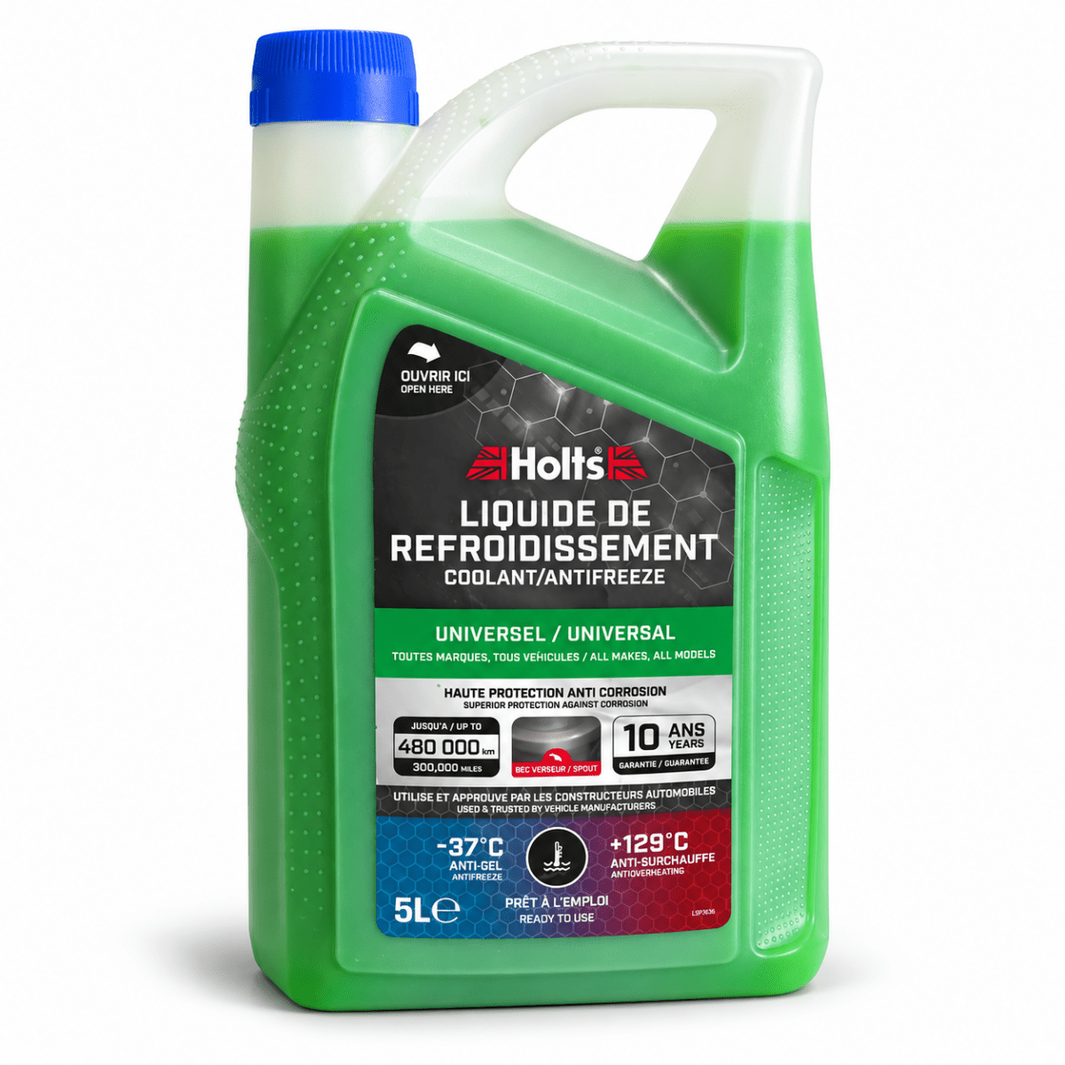 Holts Liquido Refrigerante Universale Verde 5 L – Pronto all’Uso -37°C / +129°C – HAFR0011B - Techservice