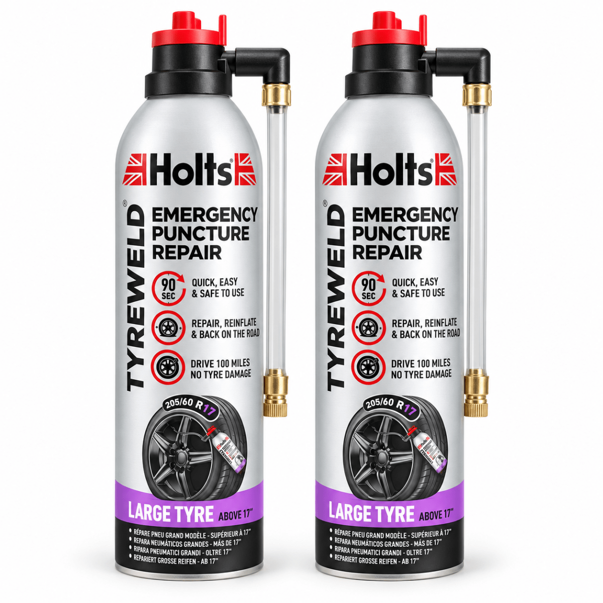 Holts Tyreweld Gonfia e Ripara Pneumatici 500 ml – Large Tyre oltre 17” – Confezione 2 o 4 Pezzi – HREP0055A - Techservice