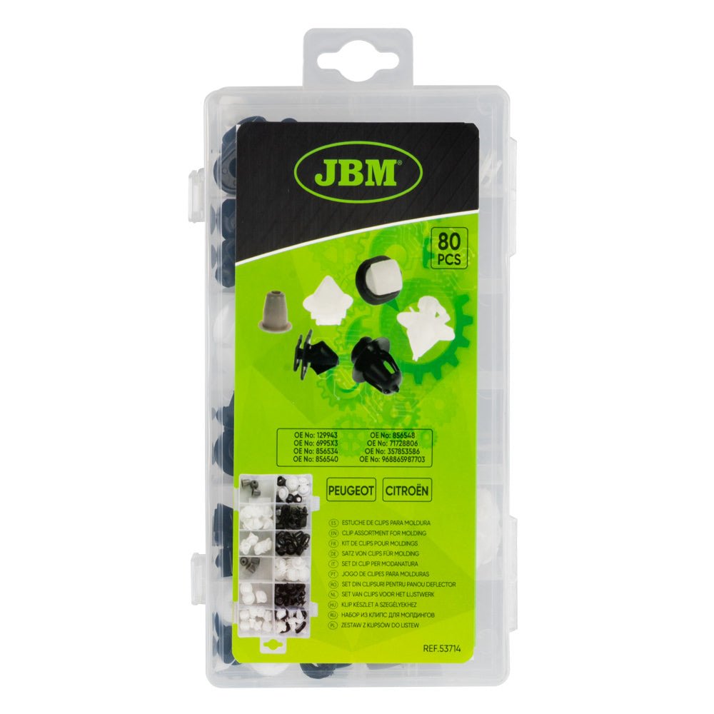 JBM ASSORTIMENTO DI 80 PZ. CLIP PER MODANATURA PEUGEOT/CITROËN 53714 - Techservice