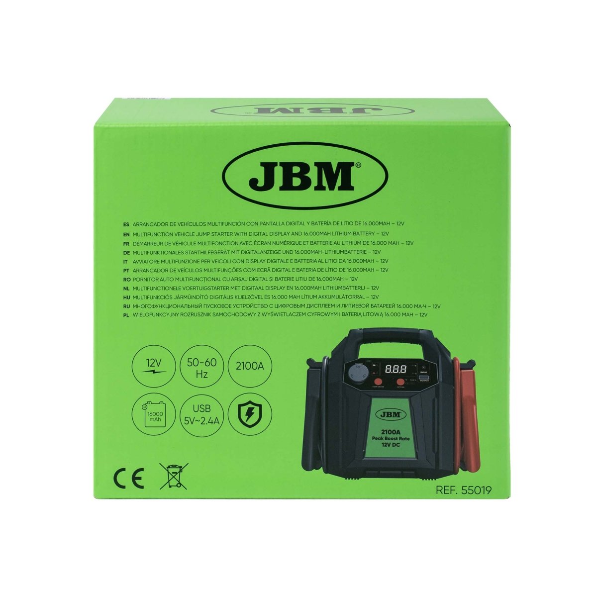 JBM AVVIATORE MULTIFUNZIONE PER VEICOLI CON DISPLAY DIGITALE E BATTERIA AL LITIO DA 16.000MAH – 12V 55019 - Techservice