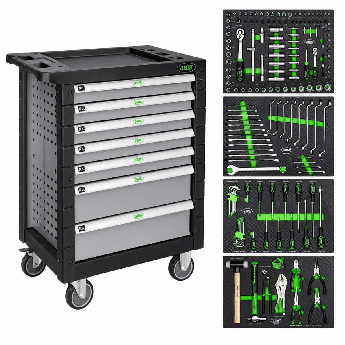 JBM CARRELLO CON 7 CASSETTI GRIGIO - CON 172 UTENSILI - Techservice
