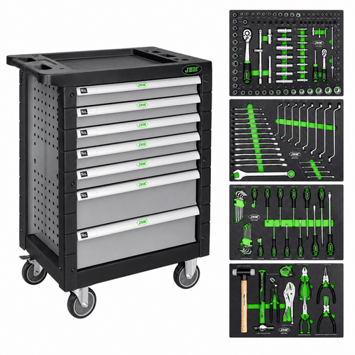 JBM CARRELLO CON 7 CASSETTI GRIGIO - CON 172 UTENSILI