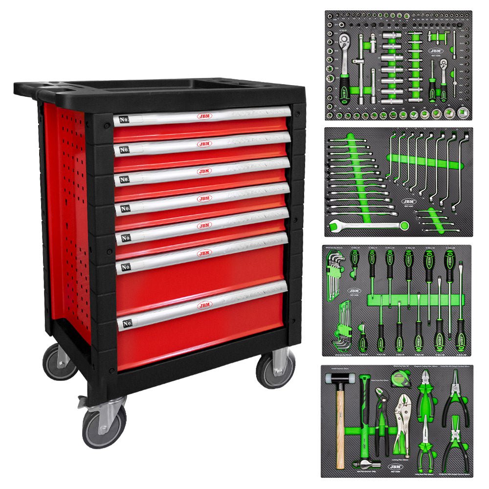 JBM CARRELLO CON 7 CASSETTI ROSSO - CON 172 UTENSILI - Techservice