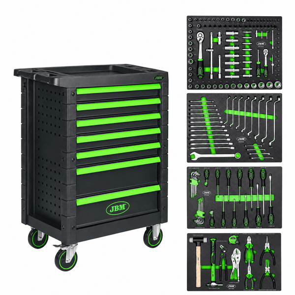 JBM CARRELLO CON 7 CASSETTI VERDE - CON 172 UTENSILI - Techservice