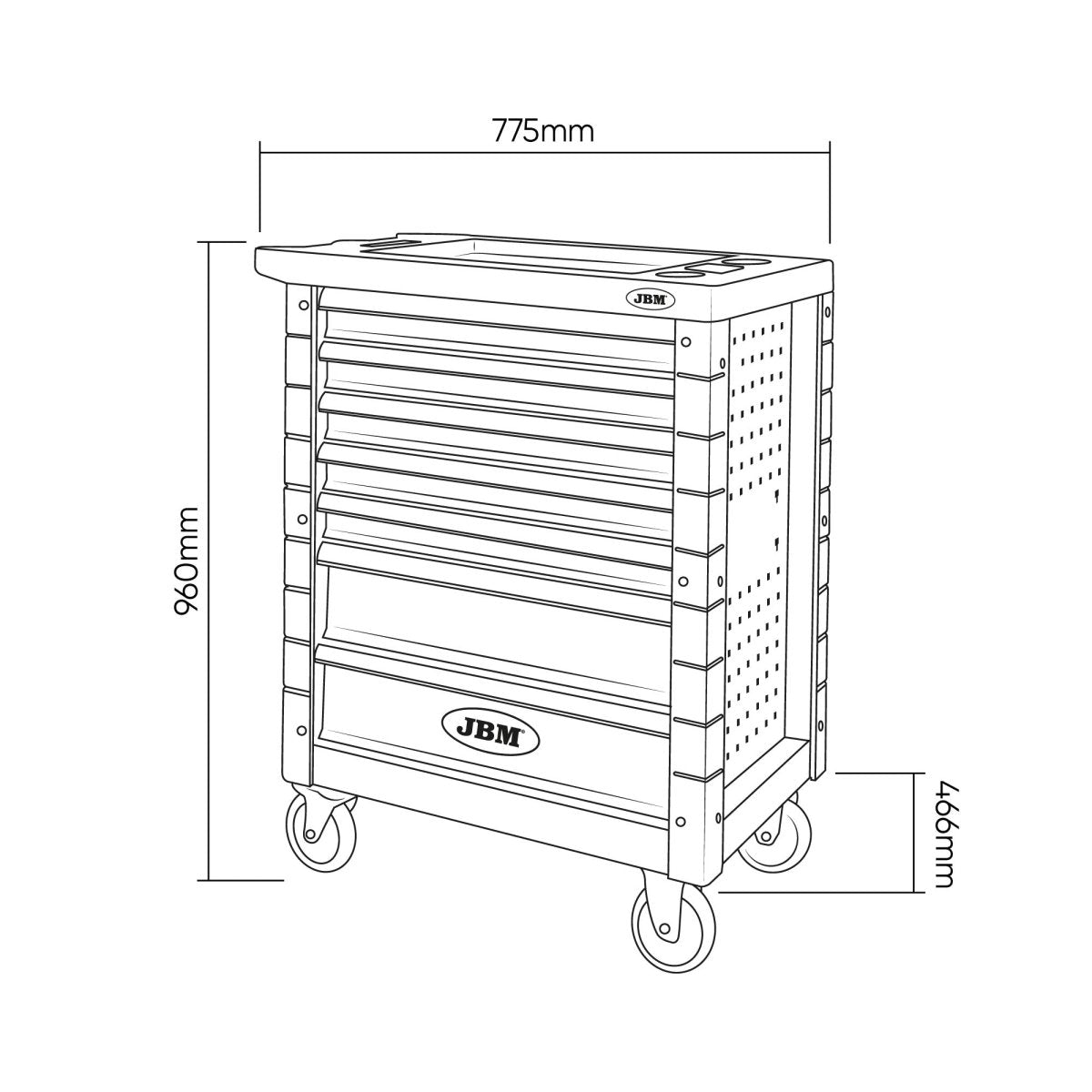 JBM CARRELLO CON 7 CASSETTI VERDE - CON 172 UTENSILI - Techservice