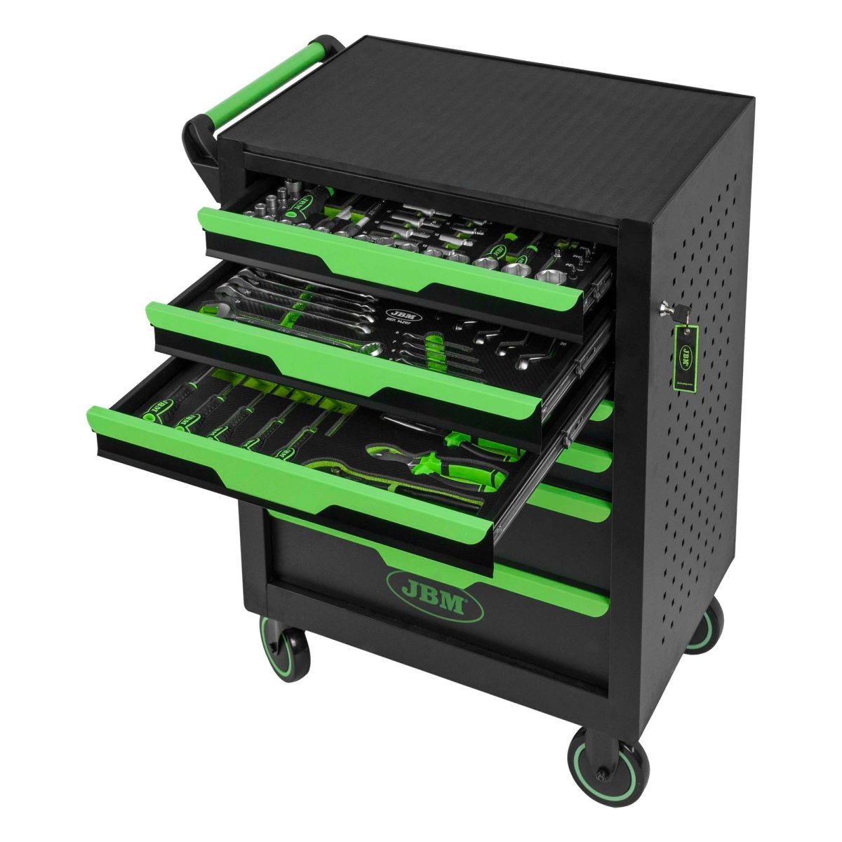 JBM CARRELLO CON 7 CASSETTI VERDE - CON UTENSILI 54834 - Techservice