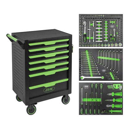 JBM CARRELLO CON 7 CASSETTI VERDE - CON UTENSILI 54834 - Techservice