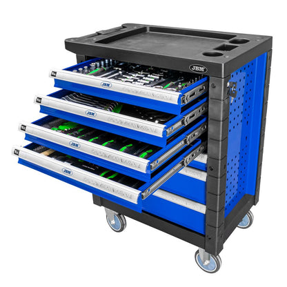 JBM CARRELLO PORTA ATTREZZI A 7 CASSETTI BLU - ALLESTITO CON 172 UTENSILI - Techservice