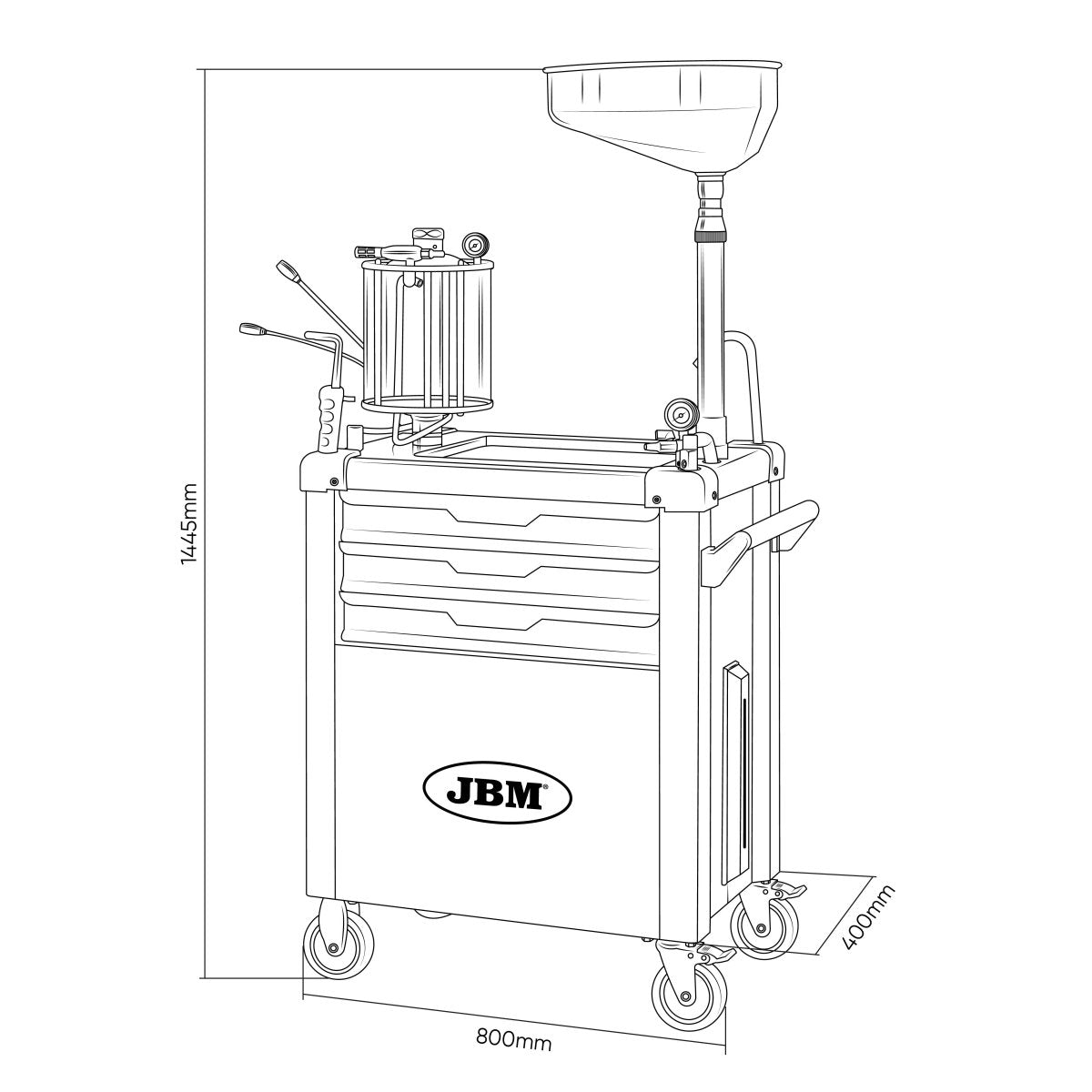 JBM CARRELLO RACCOGLITORE D’OLIO CON SISTEMA DI ASPIRAZIONE E SCOMPARTI 55049 - Techservice