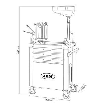 JBM CARRELLO RACCOGLITORE D’OLIO CON SISTEMA DI ASPIRAZIONE E SCOMPARTI 55049 - Techservice
