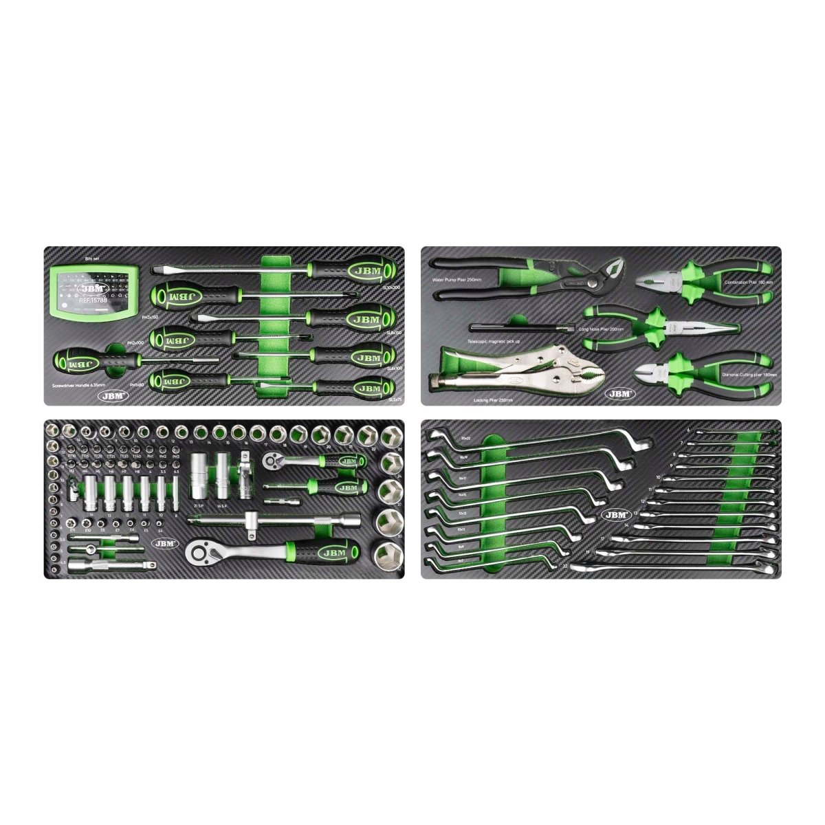 JBM CASSETTA PORTAUTENSILI METALLICA DA 143 PEZZI – FINITURA ZINCATA 54261 - Techservice
