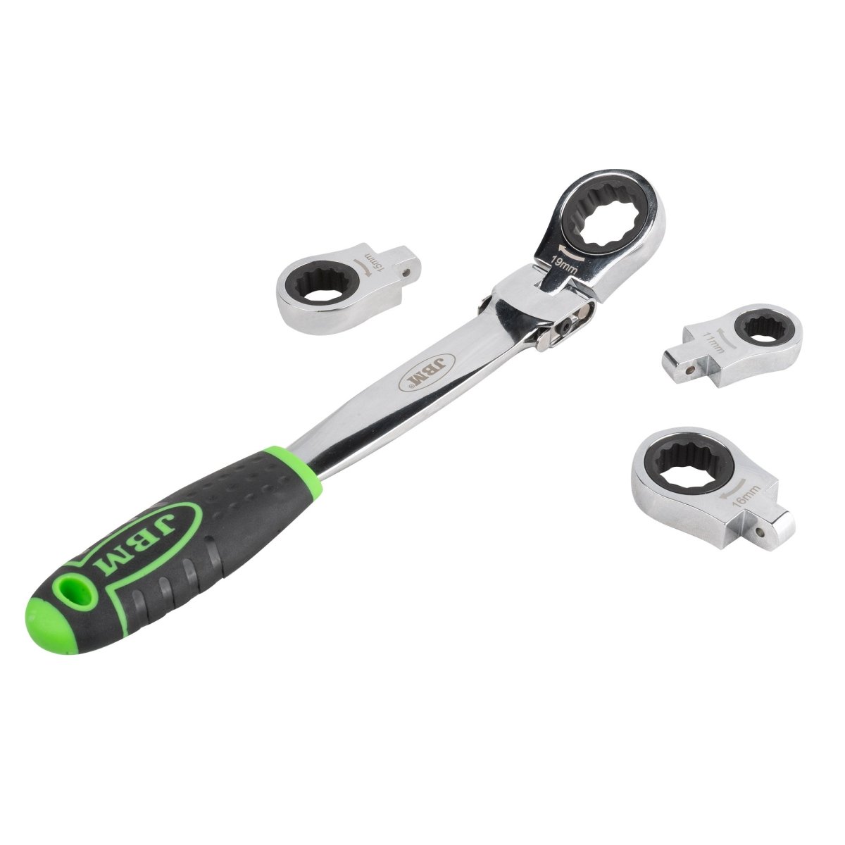 JBM CHIAVE A CRICCHETTO CON TESTA INTERCAMBIABILE 12 PEZZI 54338 - Techservice