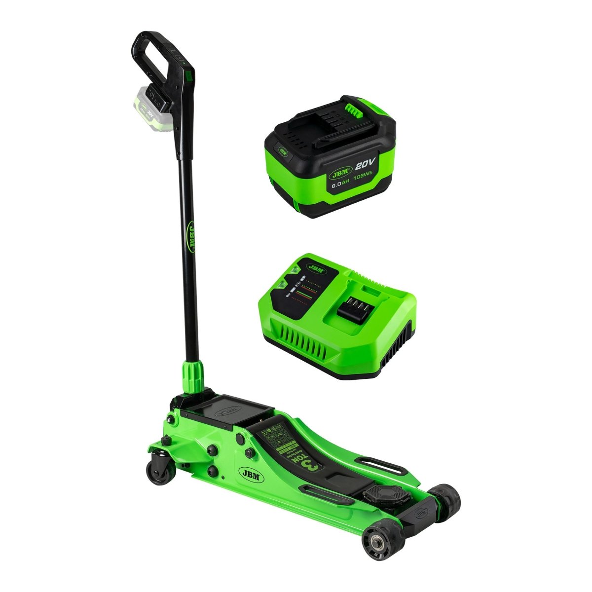 JBM CRIC A CARRELLO IDRAULICO 3T A BATTERIA CON BATTERIA DA 6AH E CARICABATTERIE INCLUSI PROMO - 60065 - Techservice
