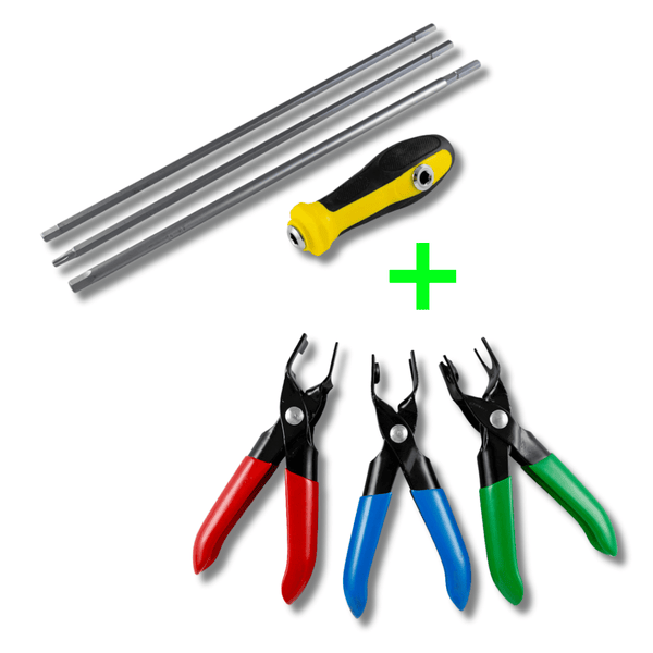 JBM KIT STRUMENTI PER REGOLARE I FARI + SET DI PINZE PIATTE PER SCOLLEGARE TUBO DEL CARBURANTE - Techservice