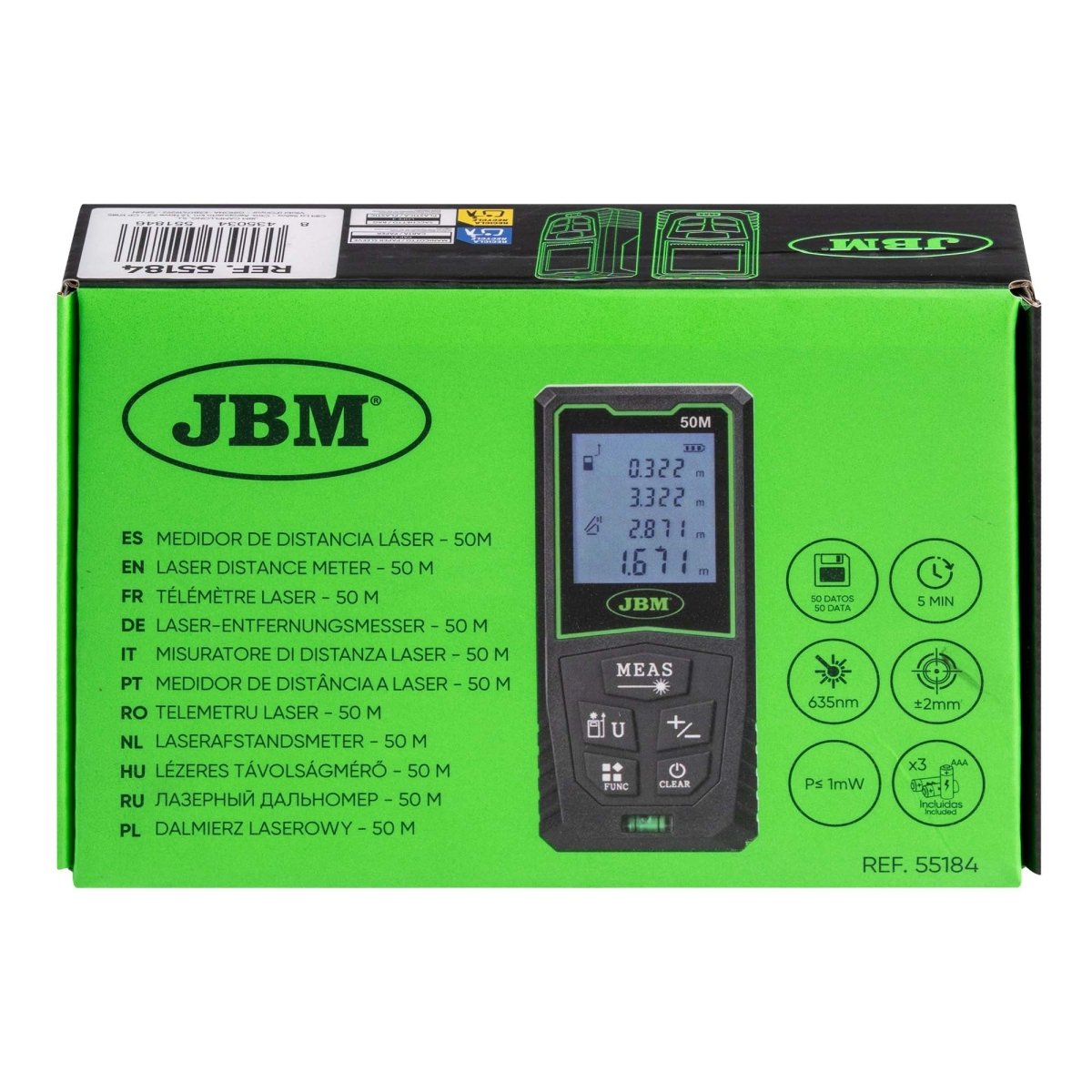 JBM MISURATORE DI DISTANZA LASER 50M CON CUSTODIA - 55184 - Techservice
