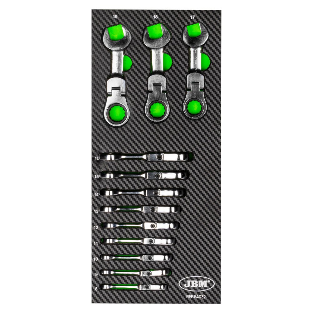 JBM MODULO DI 12 MINI CHIAVI COMBINATE CON SNODO A CRICCHETTO 54032 - Techservice