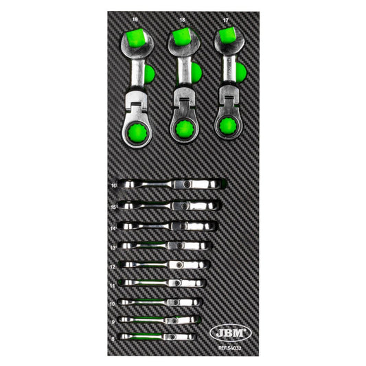 JBM MODULO DI 12 MINI CHIAVI COMBINATE CON SNODO A CRICCHETTO 54032 - Techservice