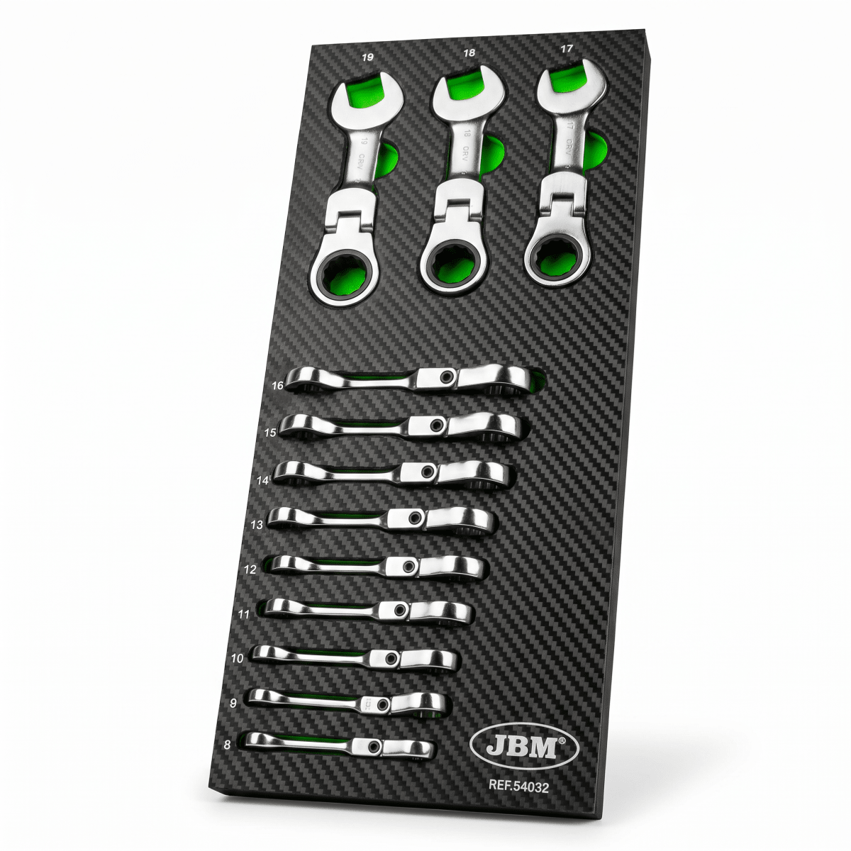 JBM MODULO DI 12 MINI CHIAVI COMBINATE CON SNODO A CRICCHETTO 54032 - Techservice